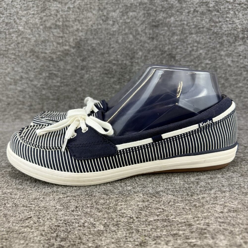 ✅Keds Loafers Womens 9 Striped Navy Blue and White Ortholite  Slip On Boat Shoes - Picture 9 of 10
